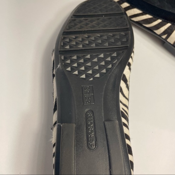 Aerosoles Nuwlywed Zebra Flats Silver Buckle Black Ivory Dyed Calf Hide SZ 7.5 - Picture 8 of 10